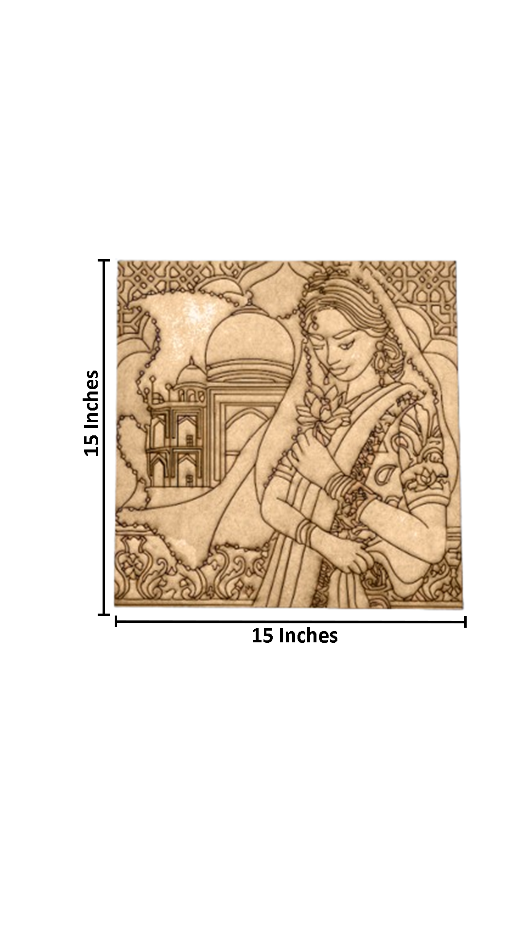DIY Traditional Painting MDF Base – Taj Mahal Bride Design with size