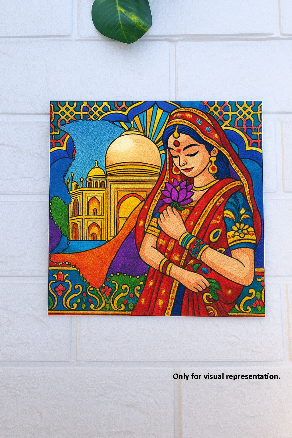 DIY Traditional Painting MDF Base – Taj Mahal Bride Design