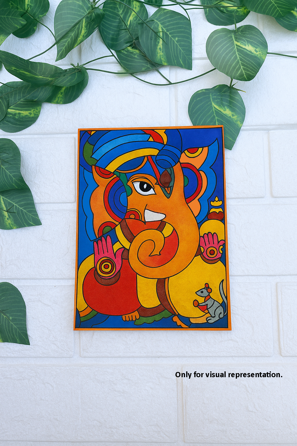 Hand-painted example of traditional Indian wall art on MDF board, colorful and vibrant