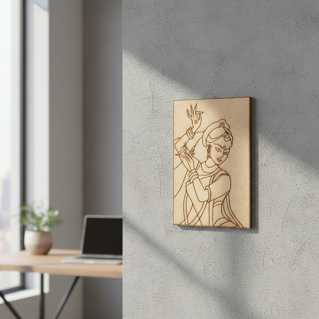 DIY traditional painting kit on MDF base, mounted on wall