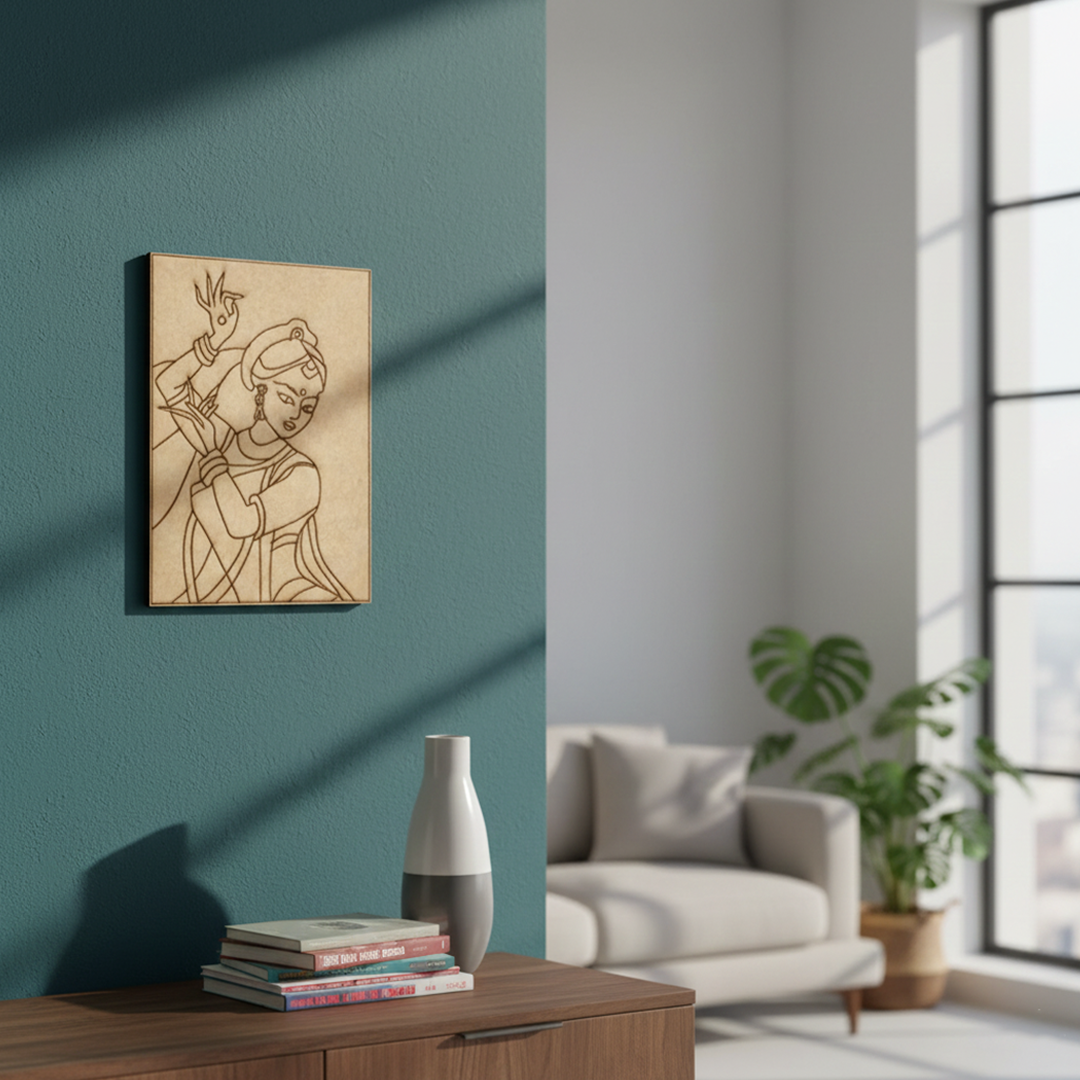 DIY traditional painting kit on MDF base, mounted on wall