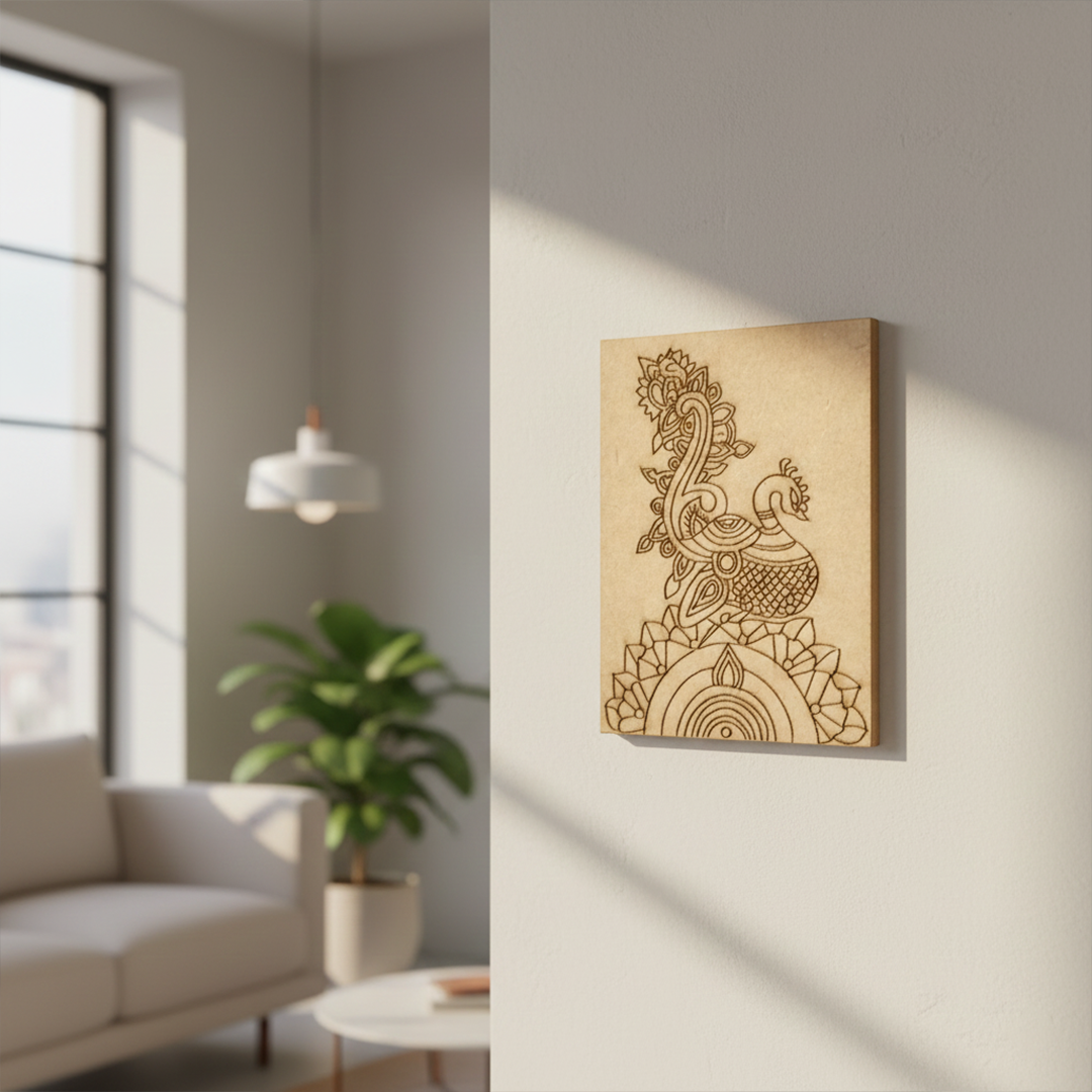 DIY Traditional Painting MDF Base – Pre-Marked Outline Board for Hand Painting, mounted on wall