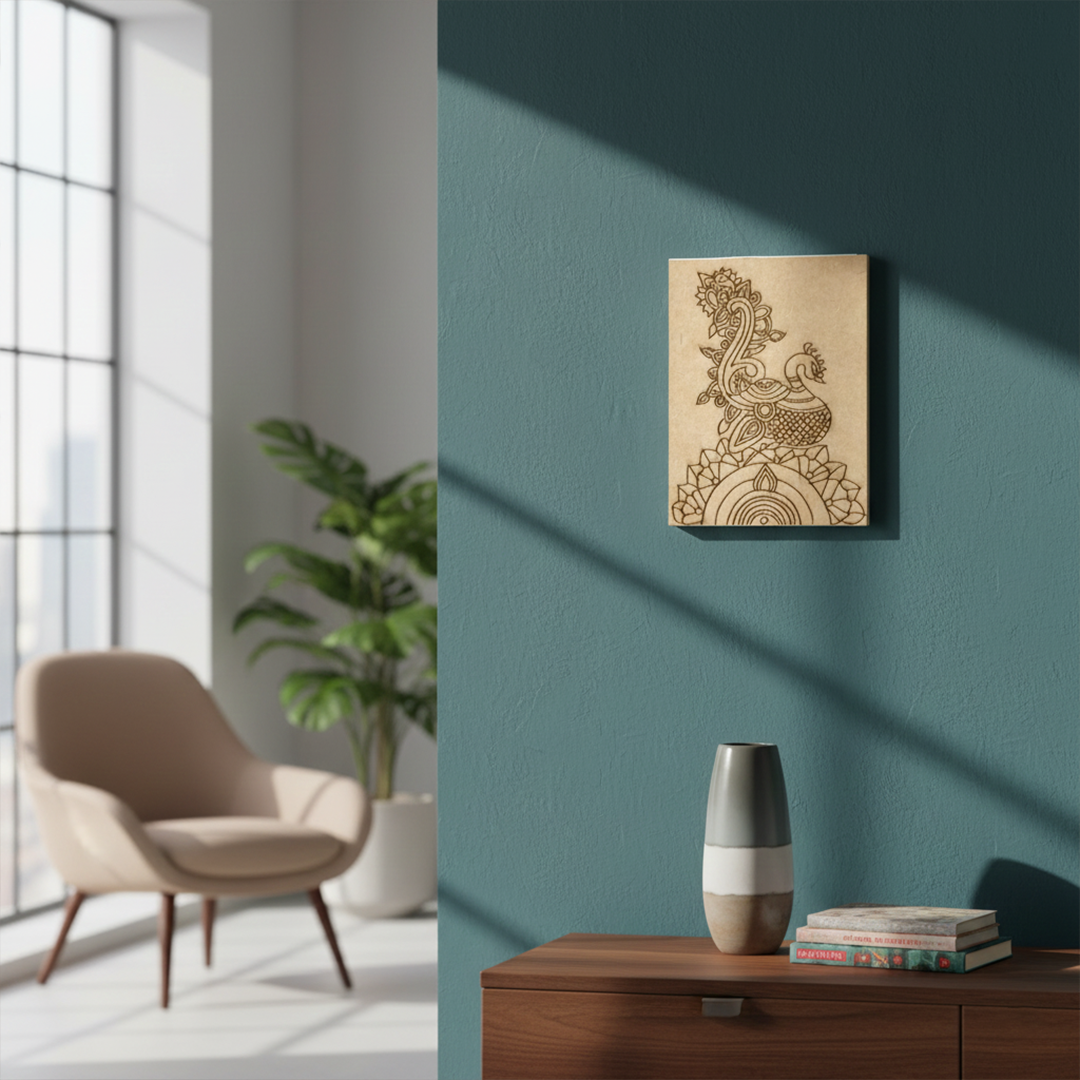 DIY Traditional Painting MDF Base – Pre-Marked Outline Board for Hand Painting, mounted on wall