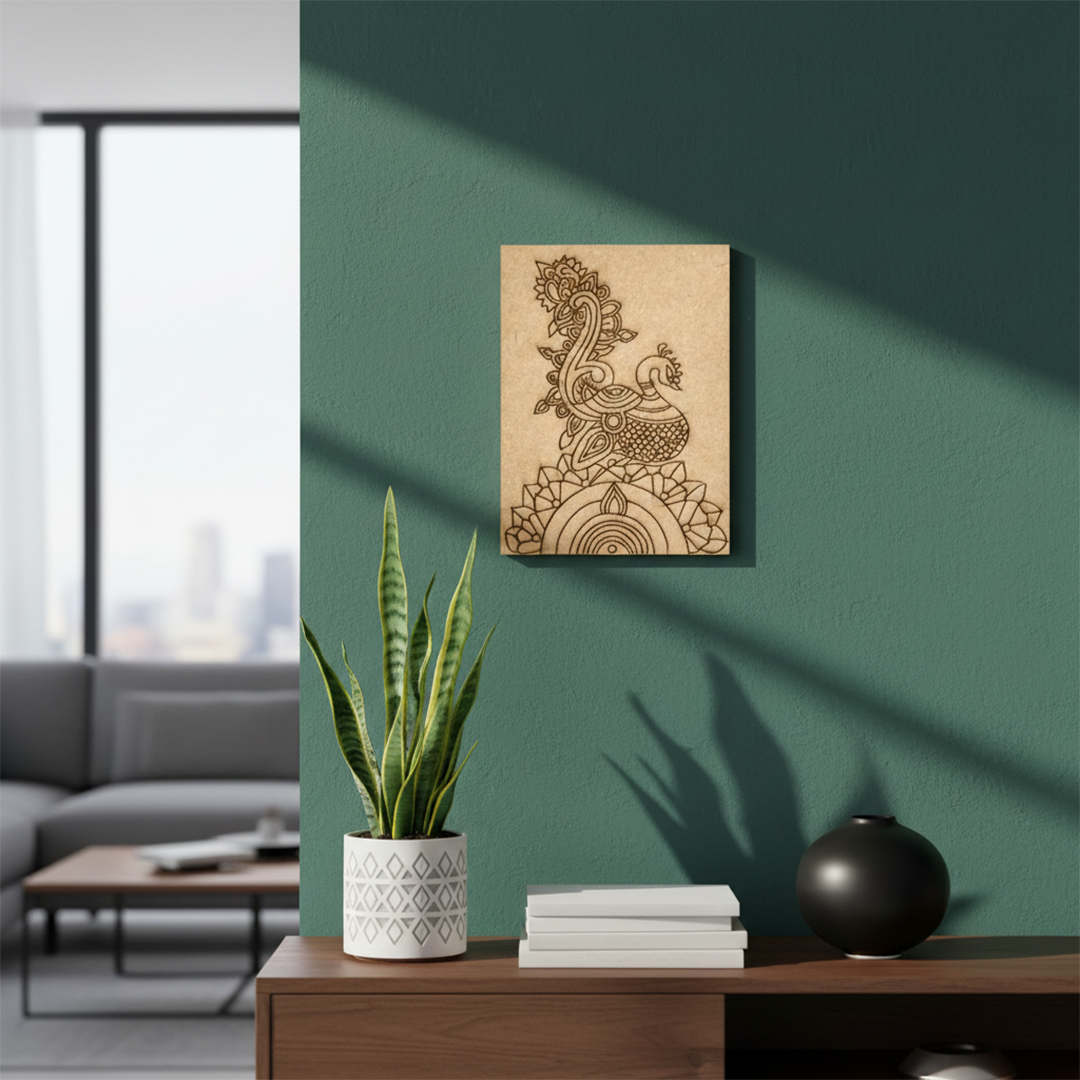 DIY Traditional Painting MDF Base – Pre-Marked Outline Board for Hand Painting, mounted on wall