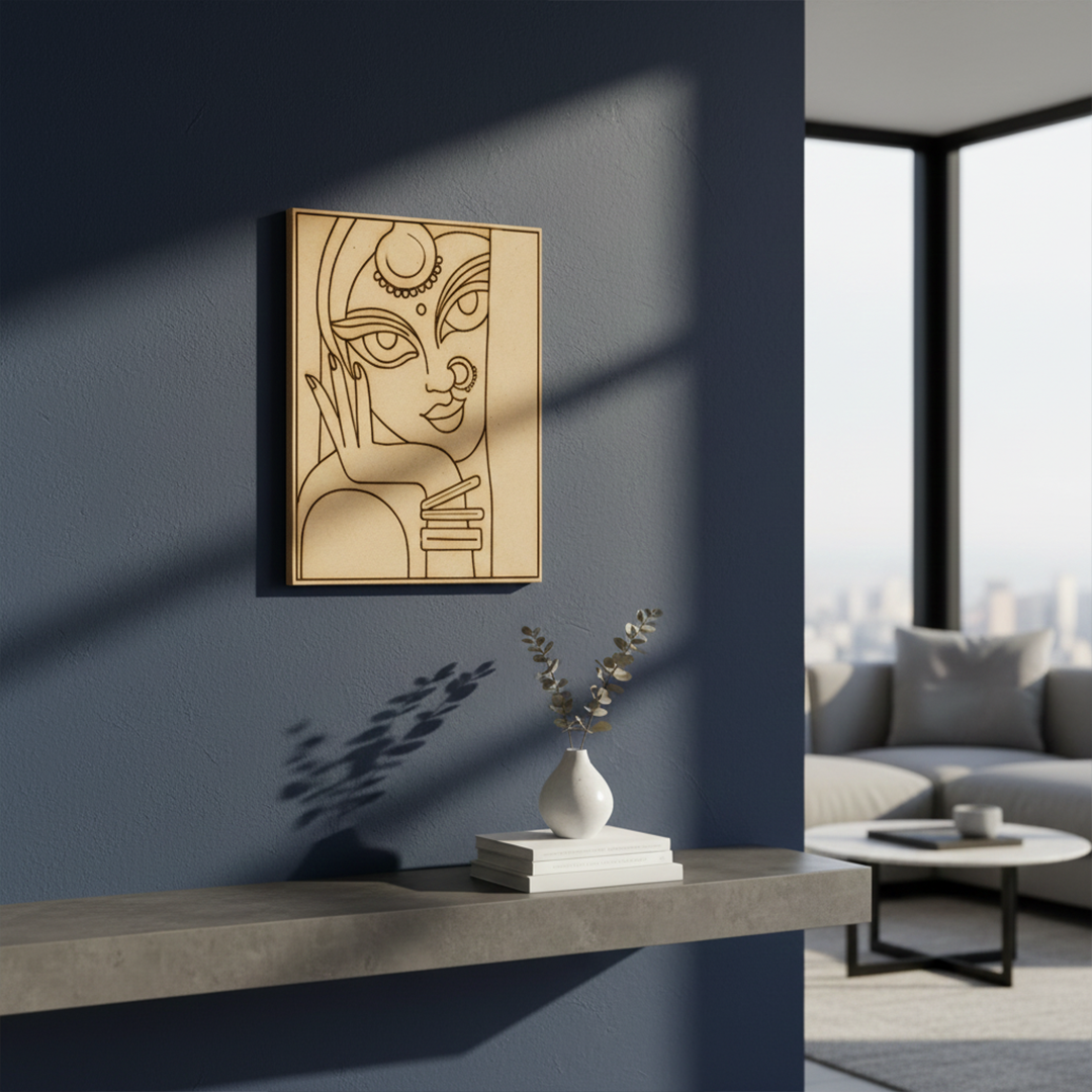 DIY Traditional Painting MDF Base – Pre-Marked Outline Board for Hand Painting, mounted on wall