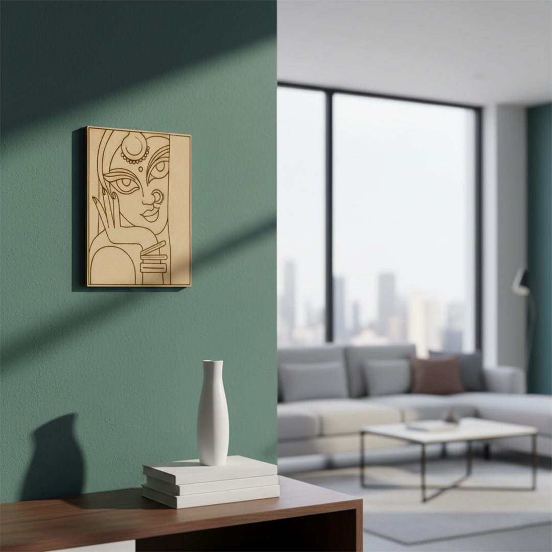 DIY Traditional Painting MDF Base – Pre-Marked Outline Board for Hand Painting, mounted on wall
