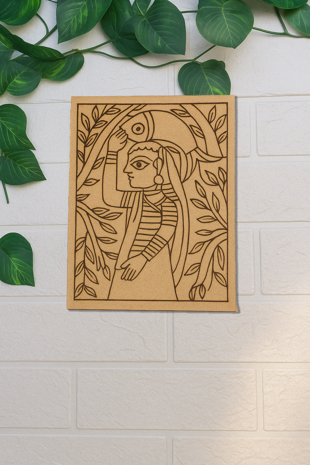 Pre-marked MDF village woman design for DIY painting
