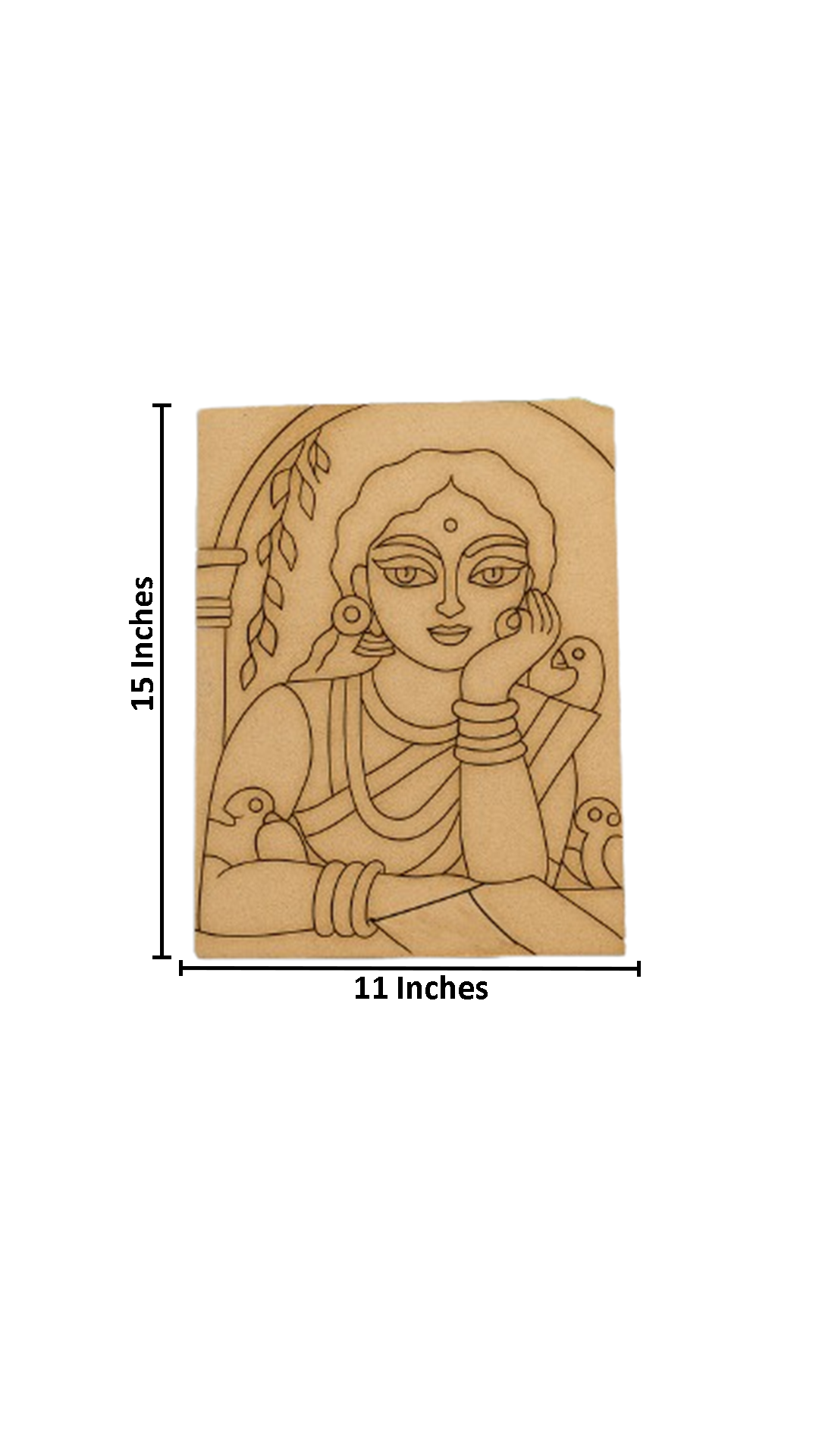 Woman with birds MDF board for DIY painting with size