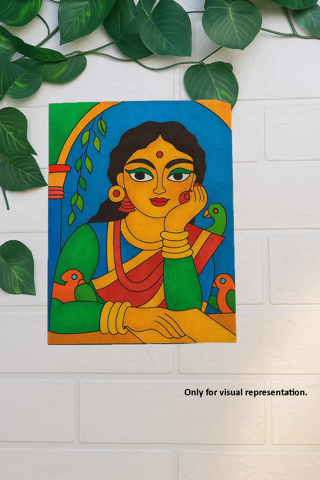 Woman with birds MDF board for DIY painting