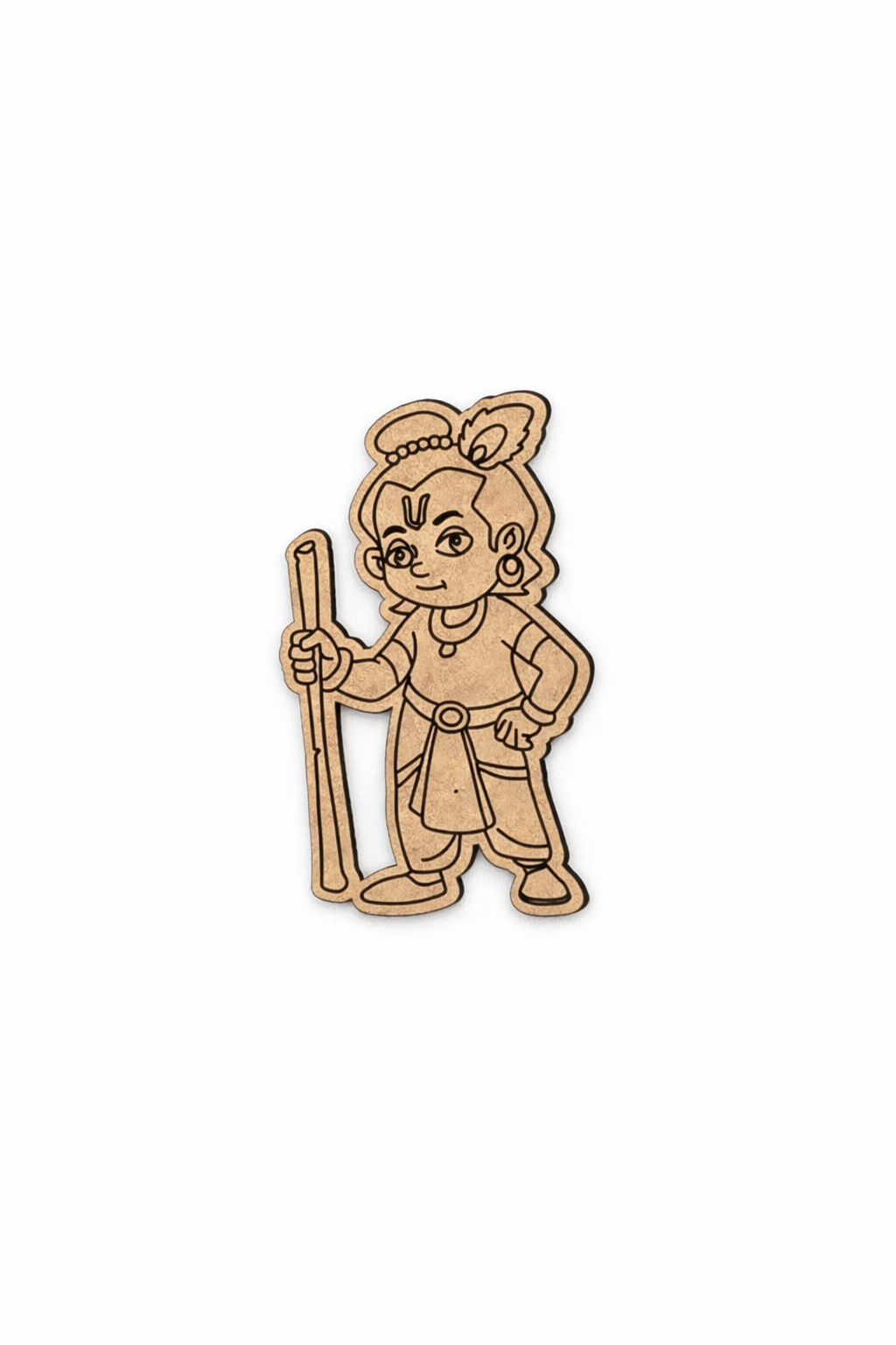 MDF DIY  cutout of a cartoon character holding a staff on a white background