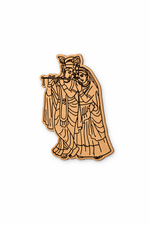 MDF DIY  radha krishna cutout with a crown on a white background
