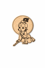  MDF DIY  cutout of a child with a halo on a white background