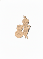 MDF DIY cutout of a child holding a pot on a white background