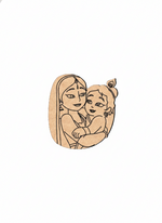  MDF DIY  cutouts  of a mother and child art  on a white background