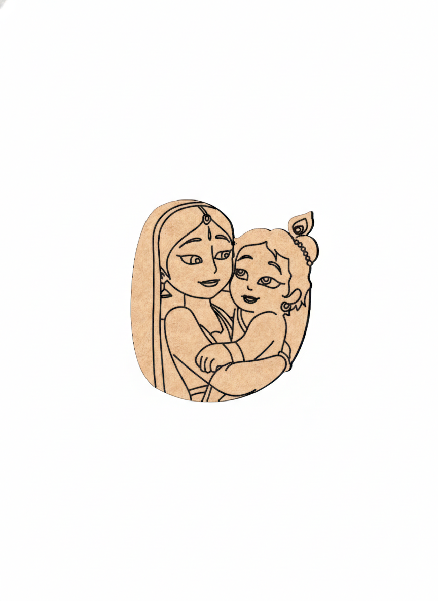  MDF DIY  cutouts  of a mother and child art  on a white background