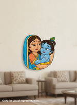 Decorative MDF DIY wall art of a woman holding a child in a living room setting