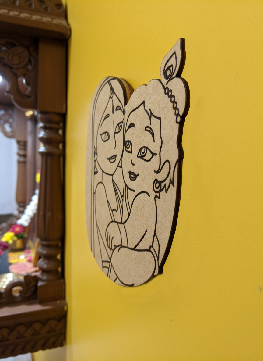  MDF DIY  cutout of two  characters on a yellow background