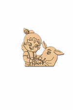  MDF DIY  cutout of a child and cow on a white background