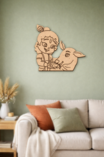  MDF DIY  cutout of a child and cow with green background
