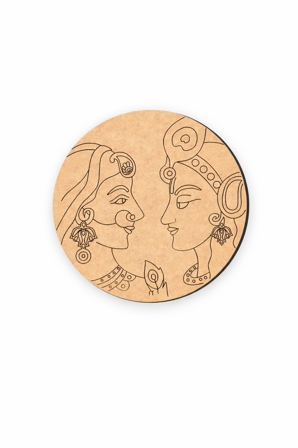  MDF DIY wall art with engraved faces and jewellery on a white background