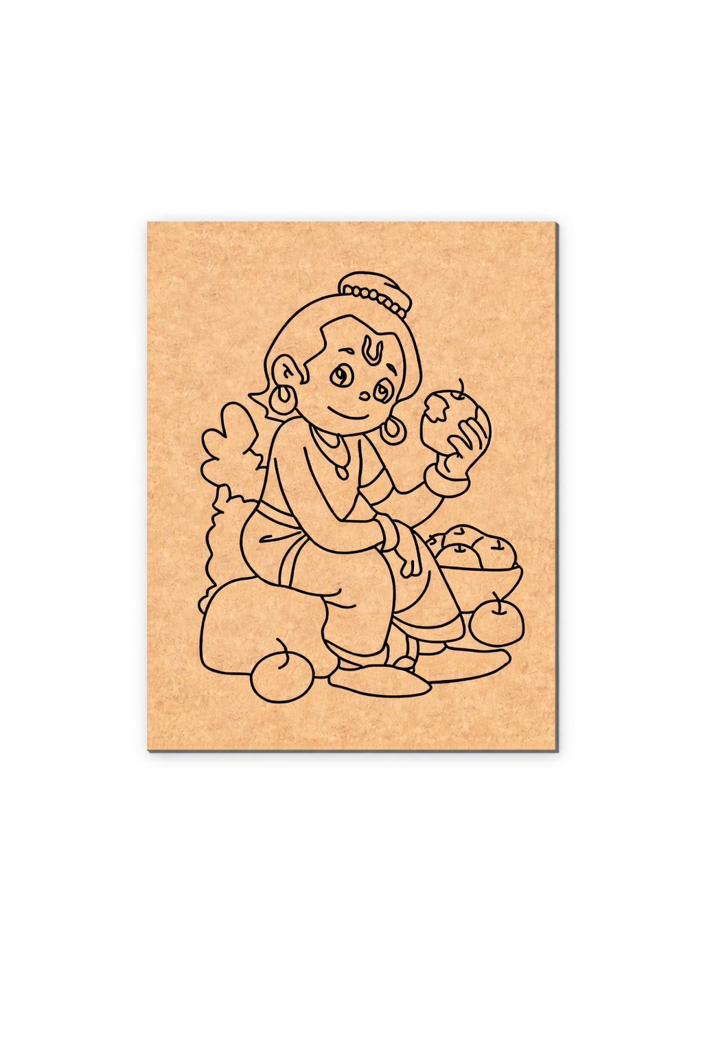 MDF DIY wall art  of a child with a teddy bear on a white background
