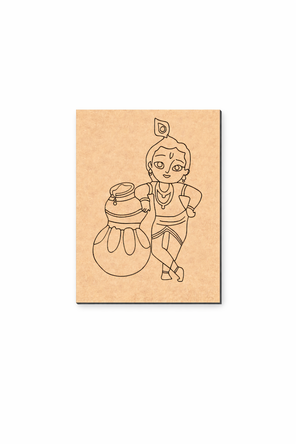 MDF DIY  wall art  of a child with a pot on a white background