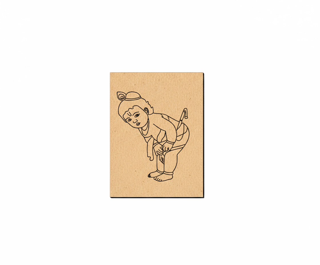 MDF DIY wall art  of a child on a brown card with a white background