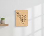 MDF DIY wall art  of a child drawing on a white wall with a plant on a shelf below.