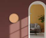 Bordered pre-marked MDF round base for DIY painting and craft projects, mounted on wall