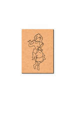 MDF DIY wall line art of a person on a textured brown background