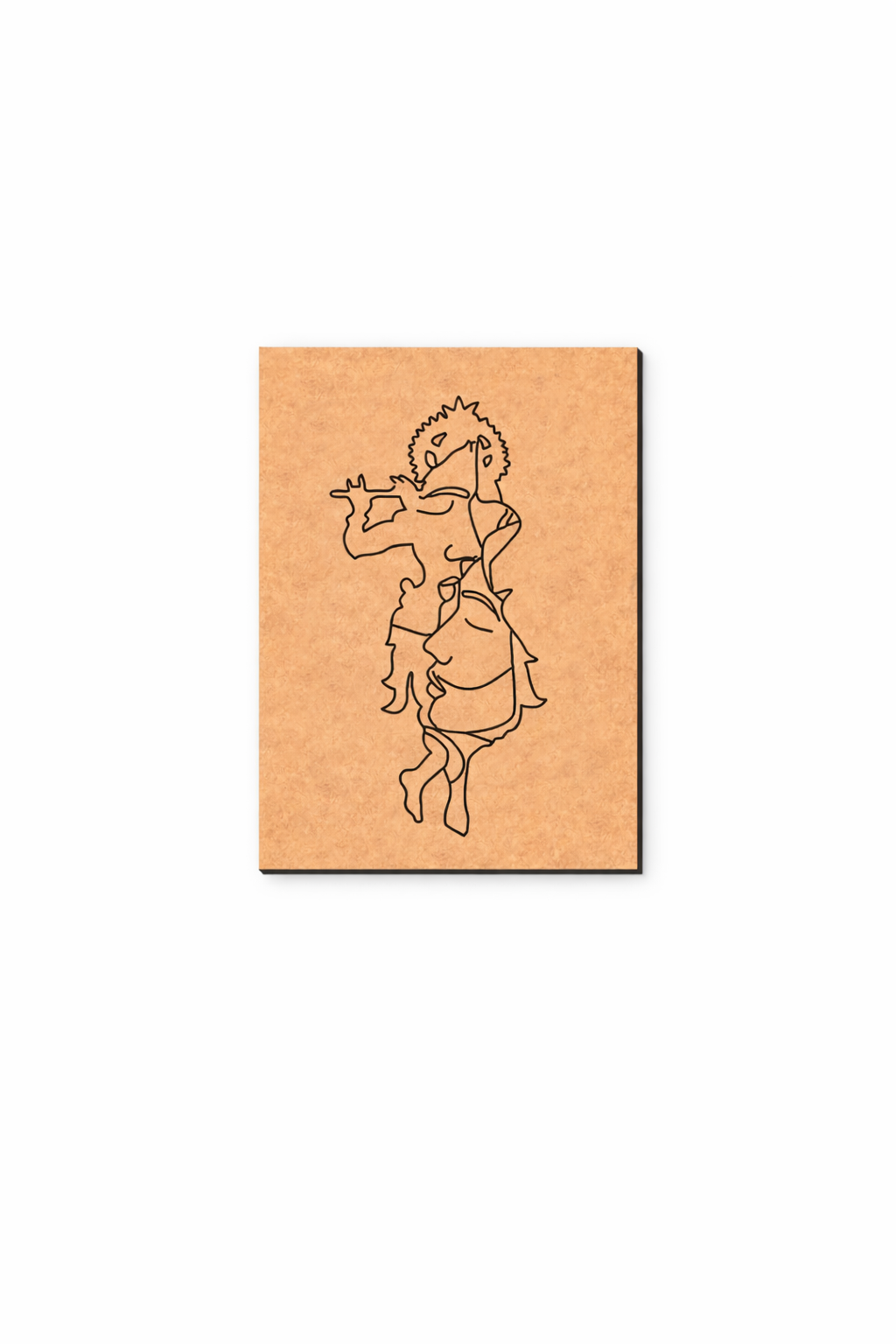 MDF DIY wall line art of a person on a textured brown background