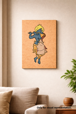 MDF DIY Canvas painting of a stylized depiction of a deity on a wall in a living room.