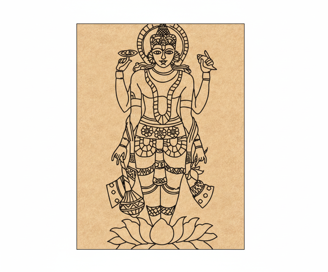 MDF DIY wall art of a deity on a white background
