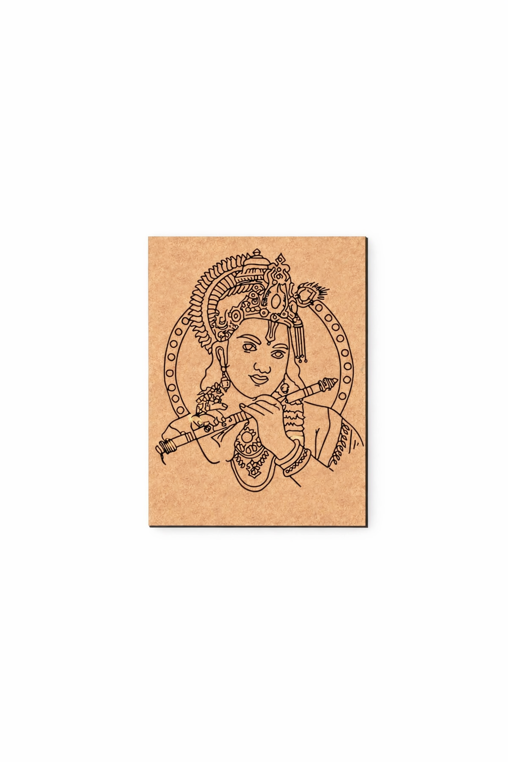MDF DIY wall art  with a printed design of a deity holding a flute on a white background