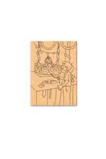 MDF DIY wall art  with a laser-cut design of a person and child, possibly a family scene, on a white background.