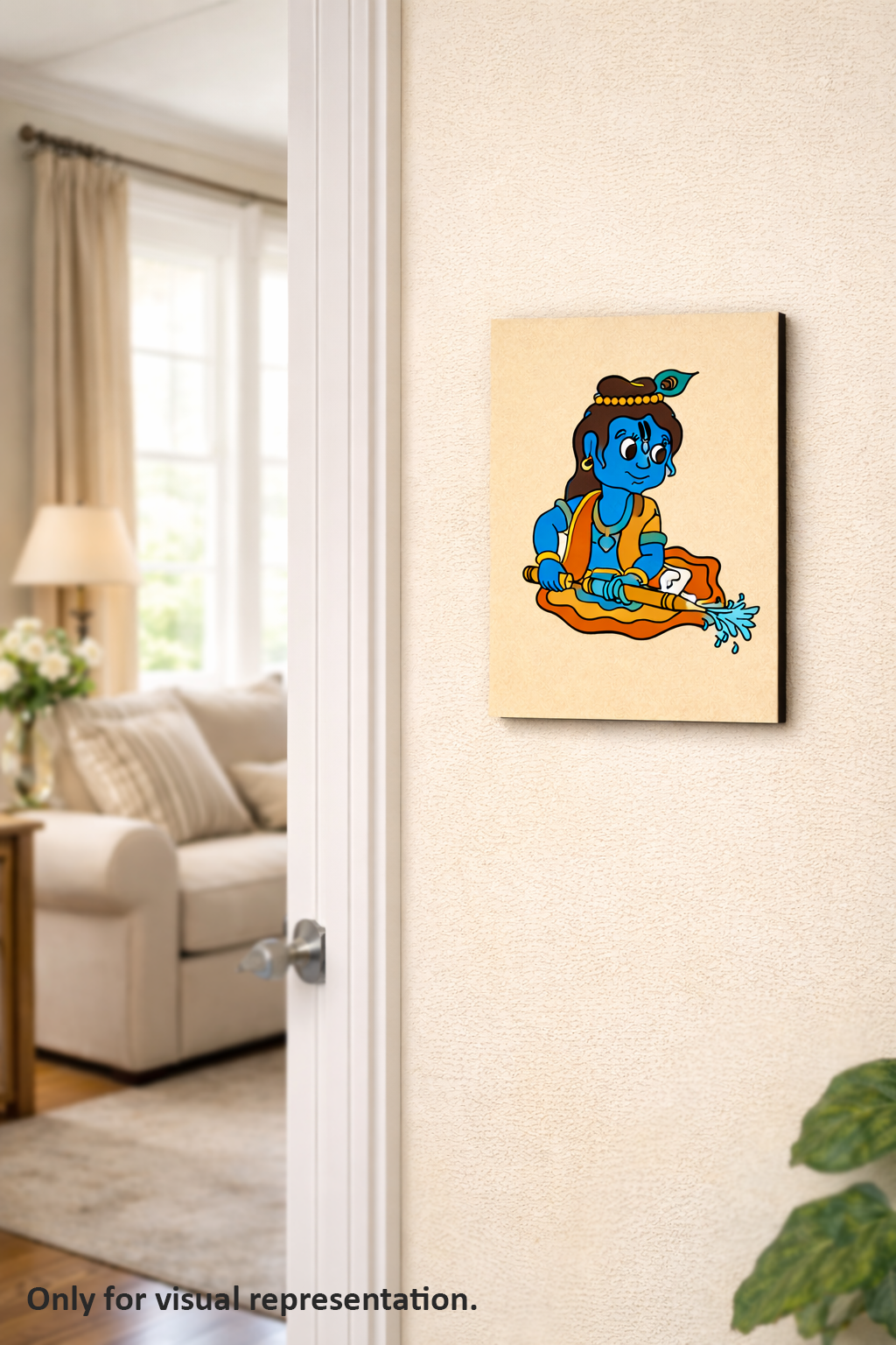 MDF DIY Canvas print of a blue character in a living room setting