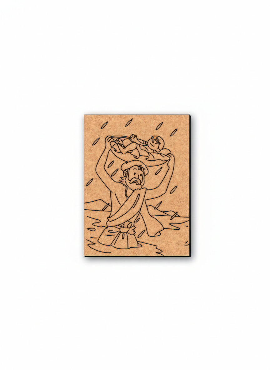 MDF DIY wall art  with a laser-cut design of a person holding a child, set against a white background.