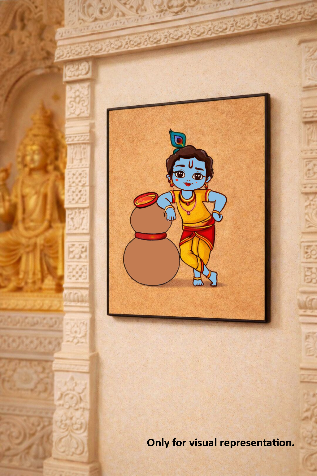 MDF DIY  Framed artwork of a cartoon character on a decorative wall.