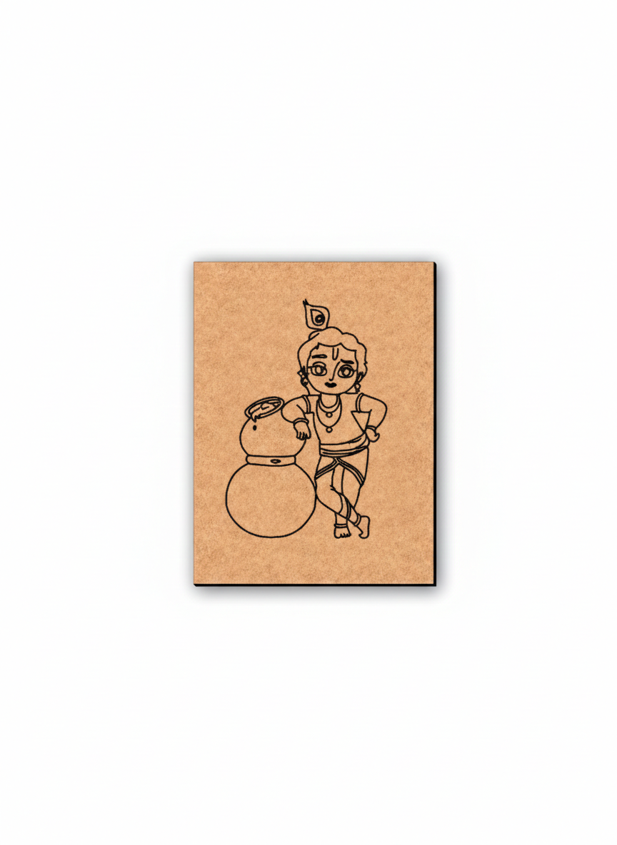 MDF DIY wall art  with a black line drawing of a child and snowman on a white background