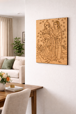 MDF DIY wall art of two people in a living room setting