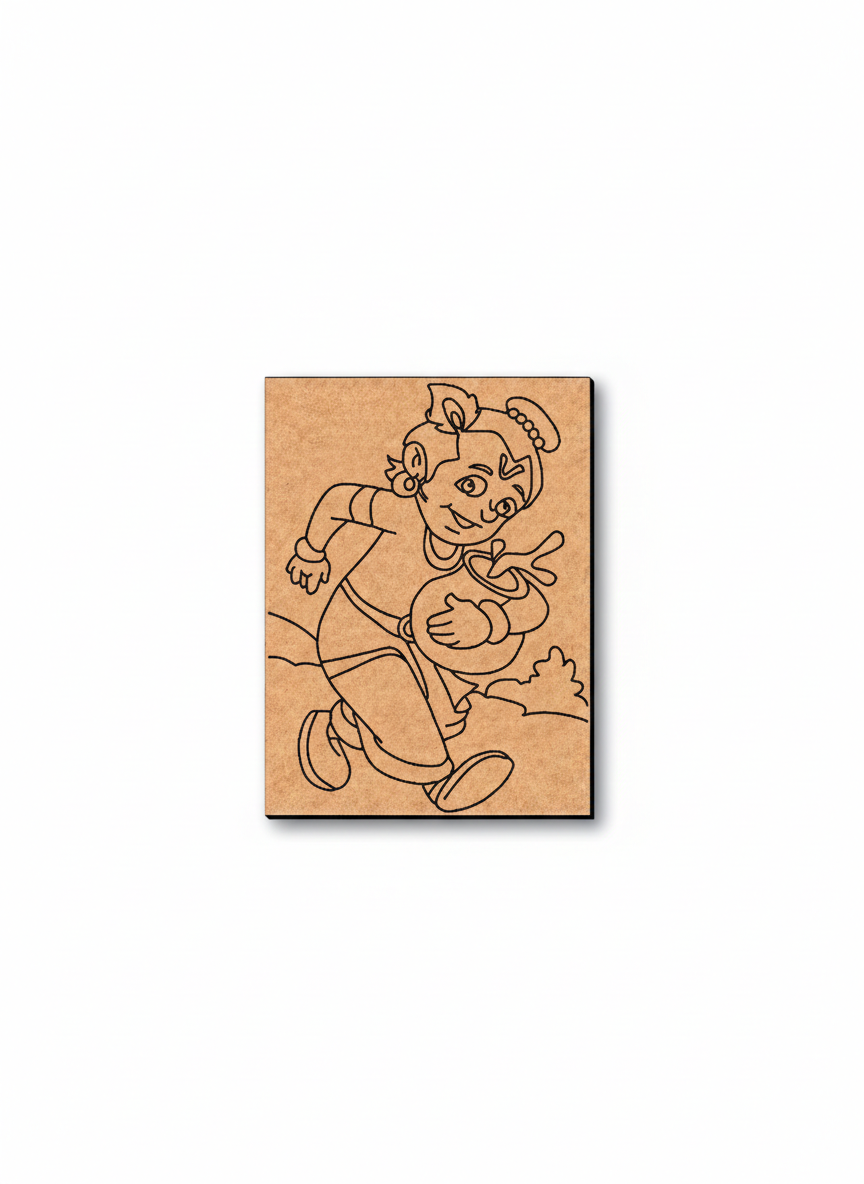 MDF DIY wall art with krishna character on a white background