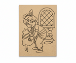 MDF DIY wall art with a printed design of a character holding a pot on a white background