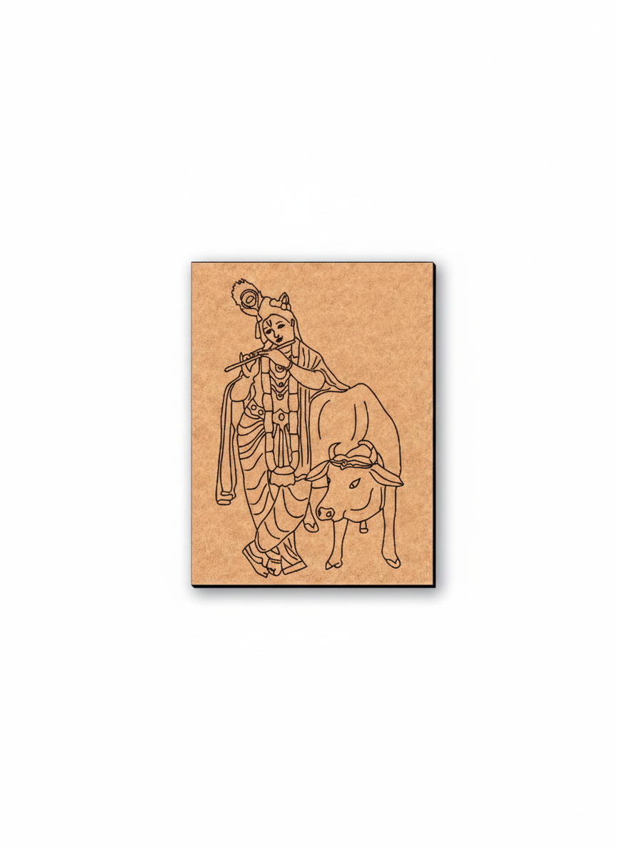 MDF DIY wall art with engraved illustration of a person on a white background