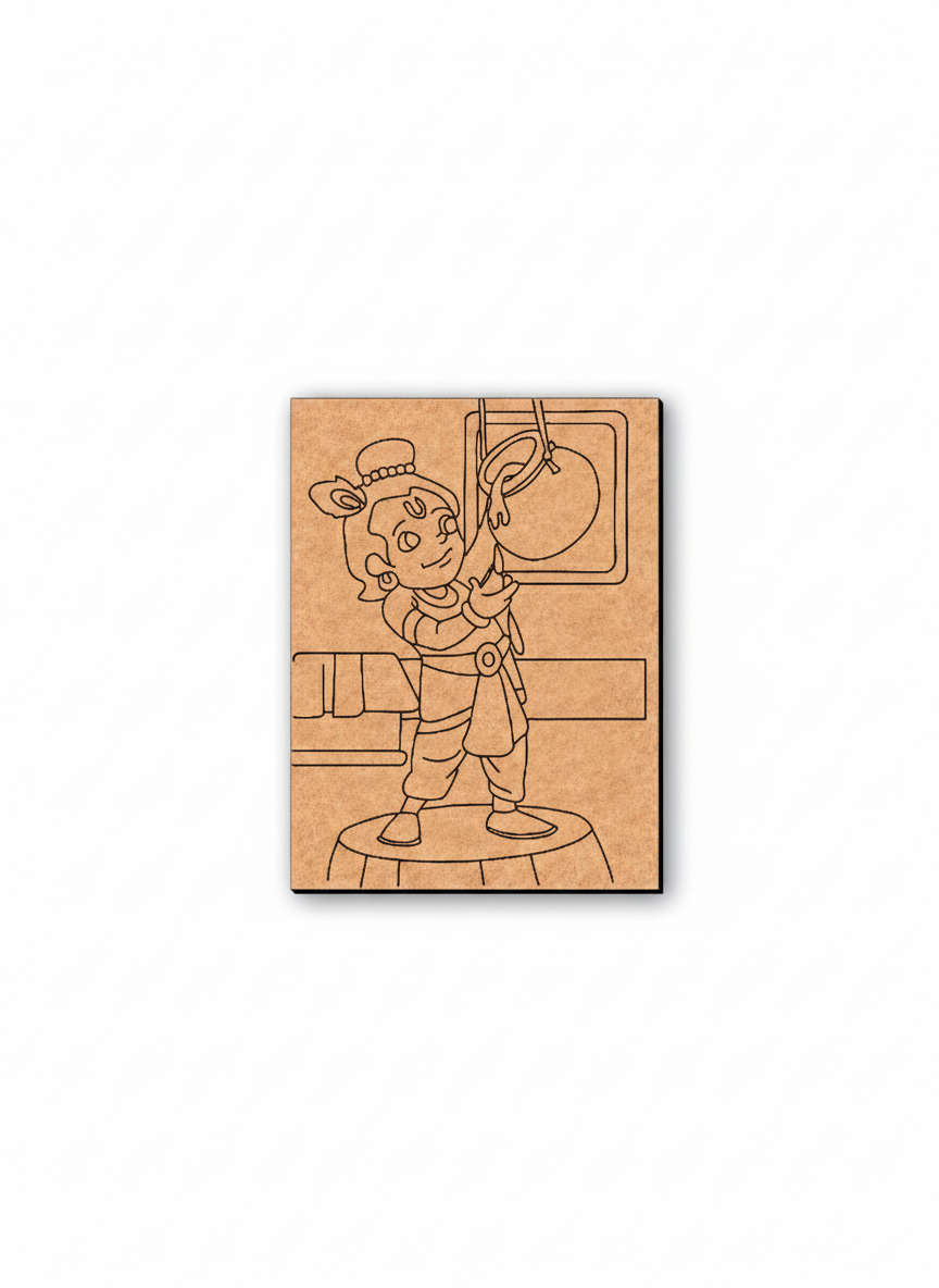 MDF DIY wall art of a cartoon character on a white background