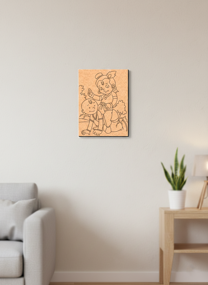 MDF DIY wall art  with a design of a children on a wall in a living room.