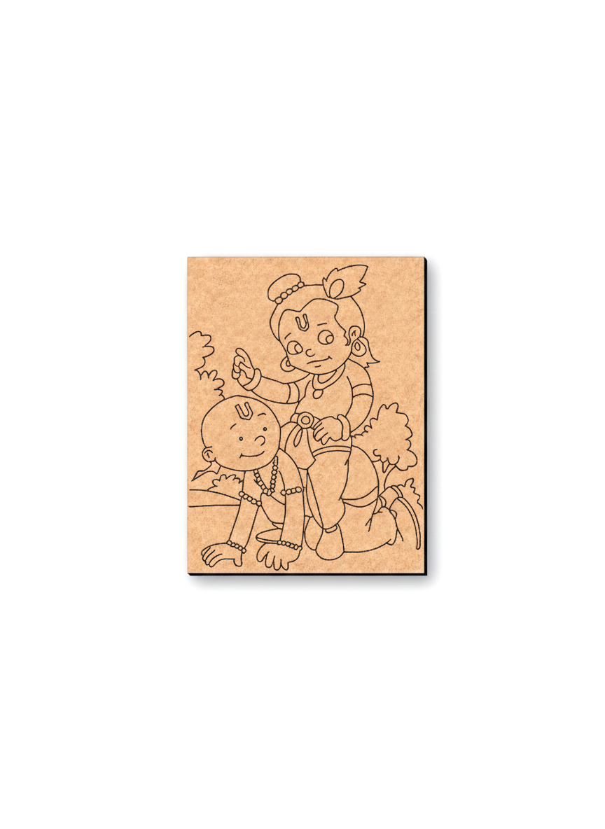 MDF DIY wall art  of two cartoon characters on a white background