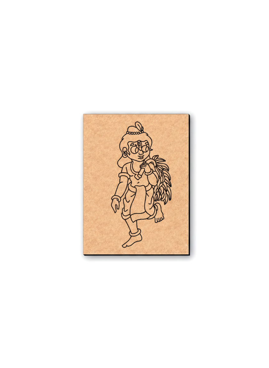 MDF DIY wall art  with a black line drawing of a character on a white background