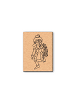 MDF DIY wall art  with a black line drawing of a character on a white background