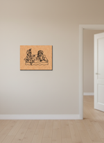 MDF DIY wall art on a beige wall with a white door in the background