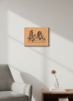 MDF DIY wall art with a design of two people embracing on a white wall.